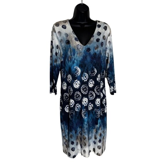 Karen Kane Dresses & Skirts - Karen Kane Tie-Dye Print V-Neck Sheath Dress With 3/4 Sleeves Fully Lined Size L